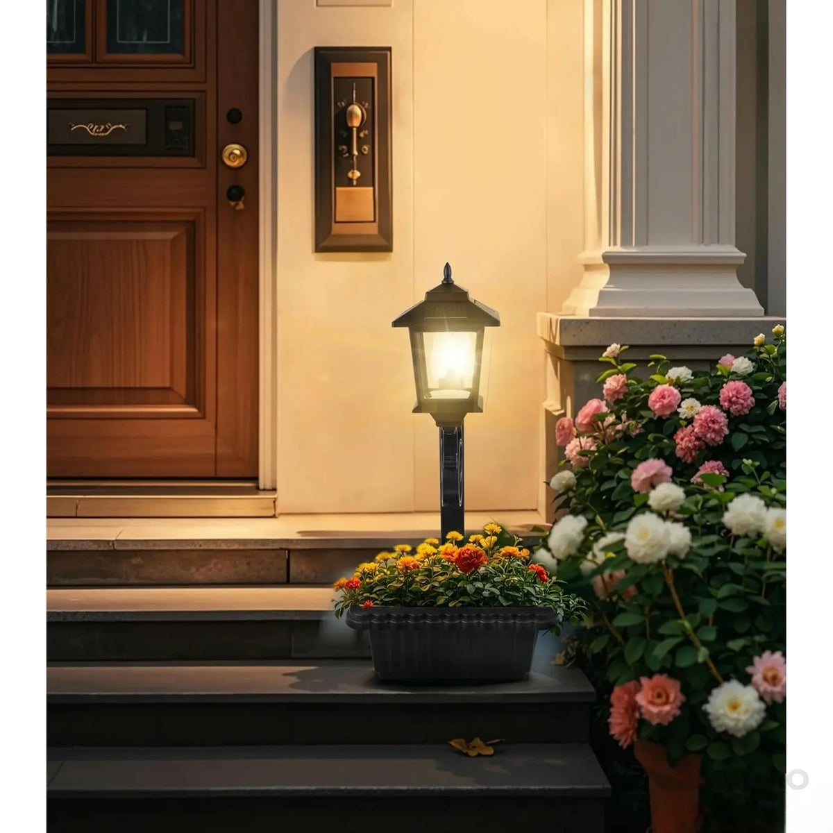 2-in-1 Solar Post Light with Planter, Outdoor Garden Decor, Solar Powered Pathway Light for Patio, Yard & Porch