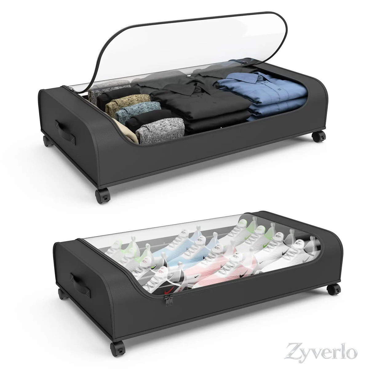 Under Bed Storage with Wheels, Rolling Under Bed Storage Organizer for Clothes, Shoes, Blankets & Bedding, Space-Saving Metal Drawers for Bedroom Organization