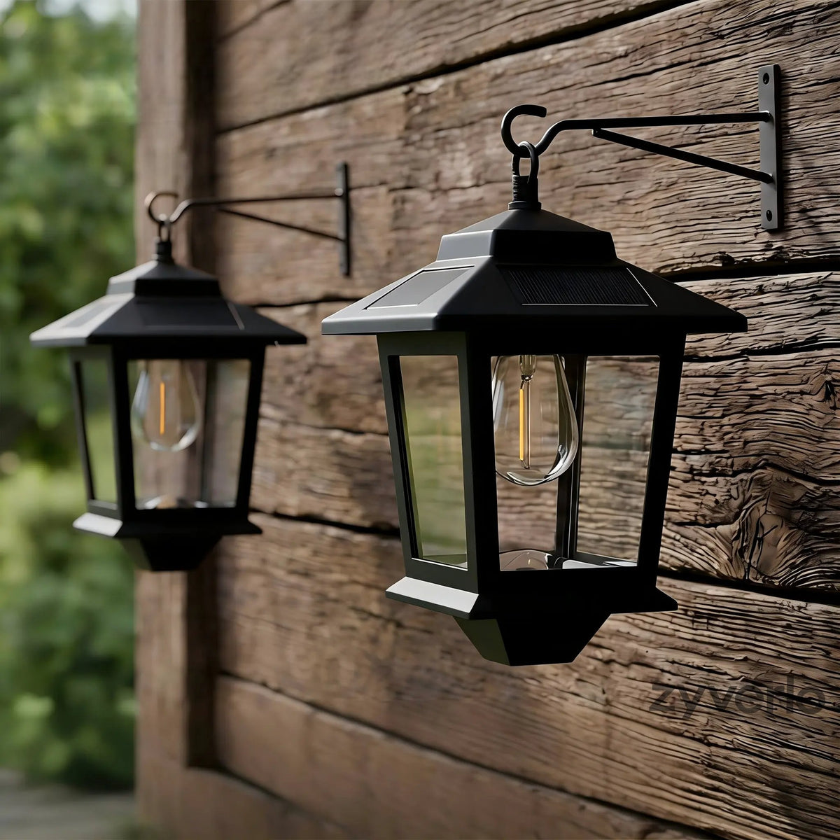 2-Pack Solar Outdoor Wall Lanterns, 4 Solar Panels, Warm White LED, Waterproof Anti-Rust Patio & Garden Lights