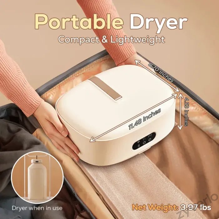 Portable Clothes Dryer with Hanging Drying Bag, Space-Saving Laundry Solution for Apartments, Dorms & Small Spaces