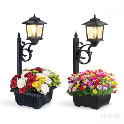 2-in-1 Solar Post Light with Planter, Outdoor Garden Decor, Solar Powered Pathway Light for Patio, Yard & Porch