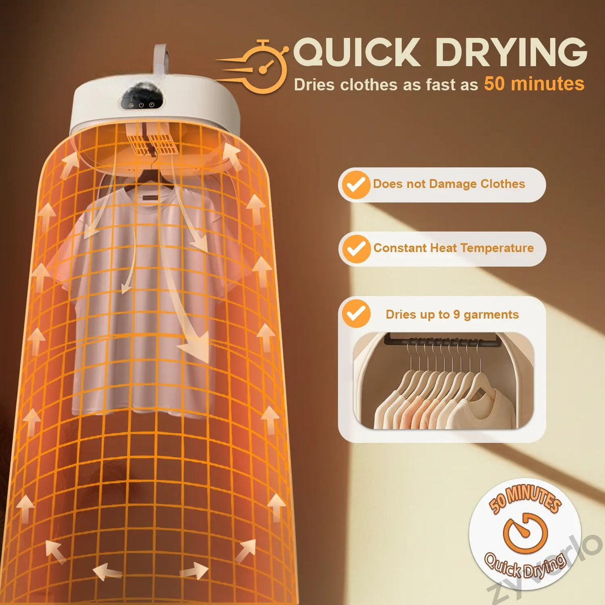 Portable Clothes Dryer with Hanging Drying Bag, Space-Saving Laundry Solution for Apartments, Dorms & Small Spaces