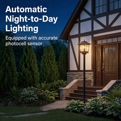 2 Pack 63" Solar Lamp Post Lights, Waterproof Outdoor Patio Pole Lights for Backyard, Garden, Deck, Pathway & Front Porch, Warm White, Replaceable Bulb