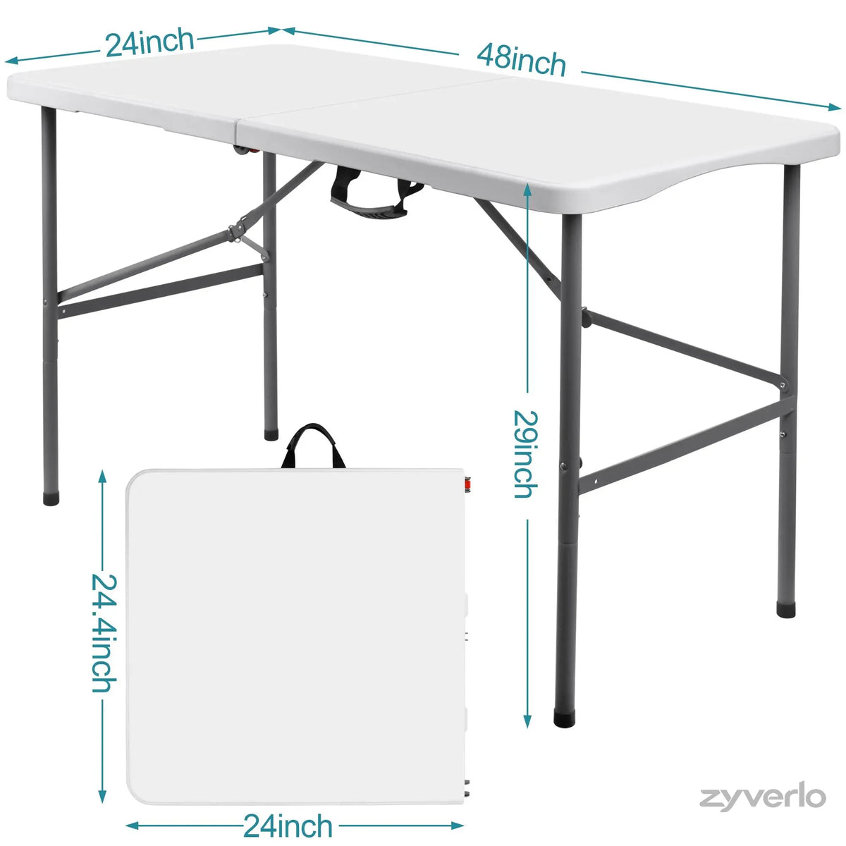 4FT/6FT Folding Table, Portable Plastic Table with Steel Legs & Carry Handle for Party, Picnic, Camping & Events