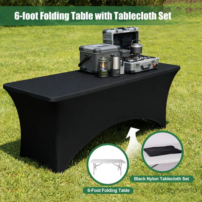 4FT/6FT Folding Table, Portable Plastic Table with Steel Legs & Carry Handle for Party, Picnic, Camping & Events