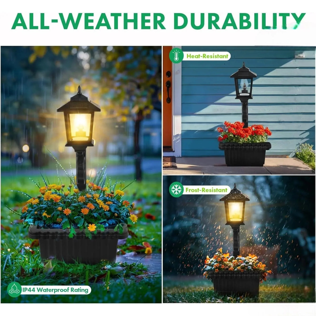 2-in-1 Solar Post Light with Planter, Outdoor Garden Decor, Solar Powered Pathway Light for Patio, Yard & Porch