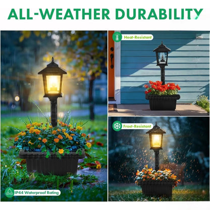 2-in-1 Solar Post Light with Planter, Outdoor Garden Decor, Solar Powered Pathway Light for Patio, Yard & Porch