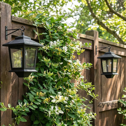 2-Pack Solar Outdoor Wall Lanterns, 4 Solar Panels, Warm White LED, Waterproof Anti-Rust Patio & Garden Lights
