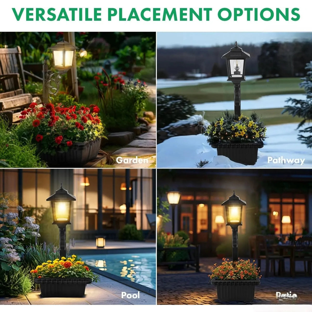 2-in-1 Solar Post Light with Planter, Outdoor Garden Decor, Solar Powered Pathway Light for Patio, Yard & Porch