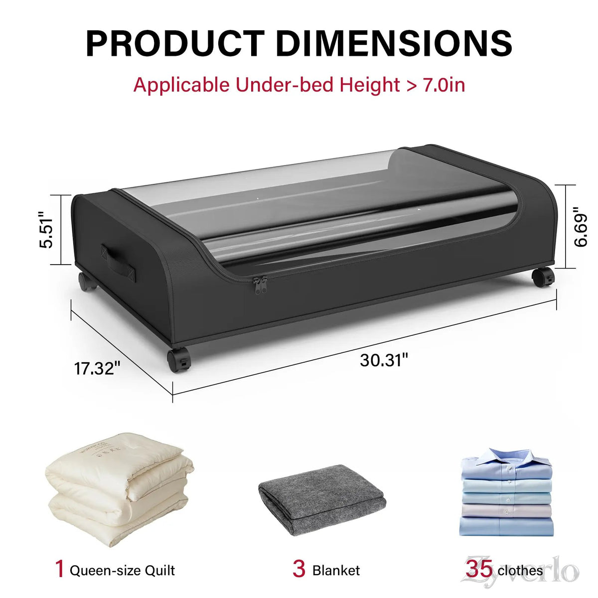Under Bed Storage with Wheels, Rolling Under Bed Storage Organizer for Clothes, Shoes, Blankets & Bedding, Space-Saving Metal Drawers for Bedroom Organization