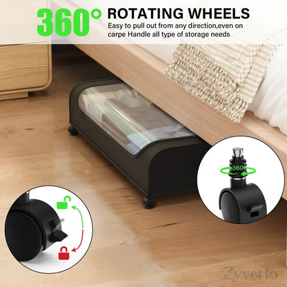 Under Bed Storage with Wheels, Rolling Under Bed Storage Organizer for Clothes, Shoes, Blankets & Bedding, Space-Saving Metal Drawers for Bedroom Organization