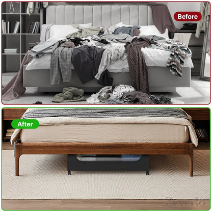 Under Bed Storage with Wheels, Rolling Under Bed Storage Organizer for Clothes, Shoes, Blankets & Bedding, Space-Saving Metal Drawers for Bedroom Organization