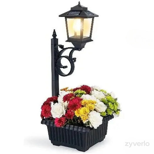 2-in-1 Solar Post Light with Planter, Outdoor Garden Decor, Solar Powered Pathway Light for Patio, Yard & Porch