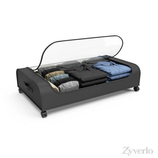 Under Bed Storage with Wheels, Rolling Under Bed Storage Organizer for Clothes, Shoes, Blankets & Bedding, Space-Saving Metal Drawers for Bedroom Organization